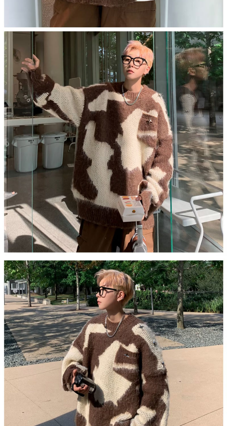 Women's Knitted Tie Dye Pullover Sweater Autumn Winter Fleece Top_voghion.com