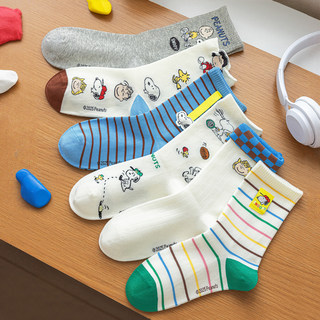 Caramelia 2025 Autumn/Winter Women's Mid-Calf Socks Snoopy Collaboration Colorful Cute Cartoon Cotton Socks