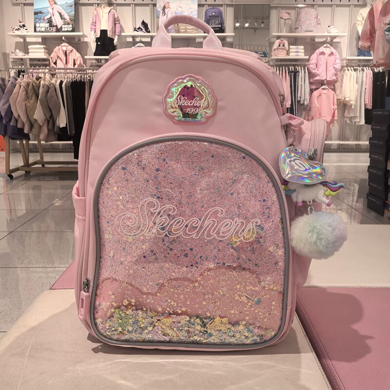 Skechers Girls' School Bag 2026 Spring New Lightweight Spine-Protecting Sequin Stylish Backpack L324G072 Skechers Girls' School Bag 2026 Spring New Lightweight Spine-Protecting Sequin Stylish Backpack L324G072