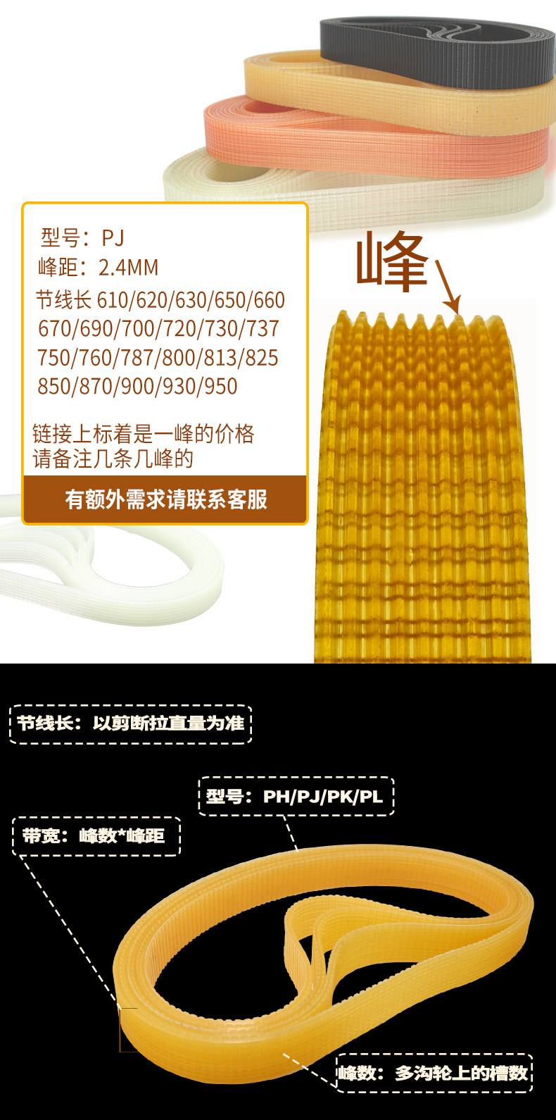 Polyurethane multi-ribbed belt J L inner and outer circular grinder multi-groove belt PU multi-groove belt yellow translucent beef tendon belt