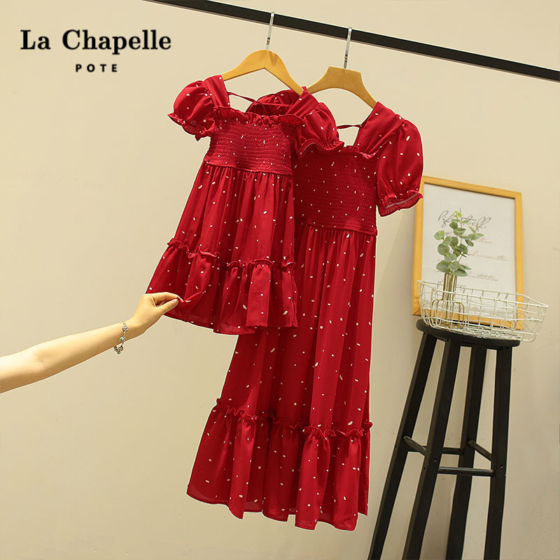 La Chapelle children's clothes girls summer dress net red foreign pie puffy sleeves dress children's princess skirt parent-child dress parent-child dress