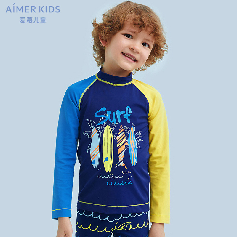Love children 3 years old + boys boys baby beach beach swimming hot spring long sleeves swimsuit