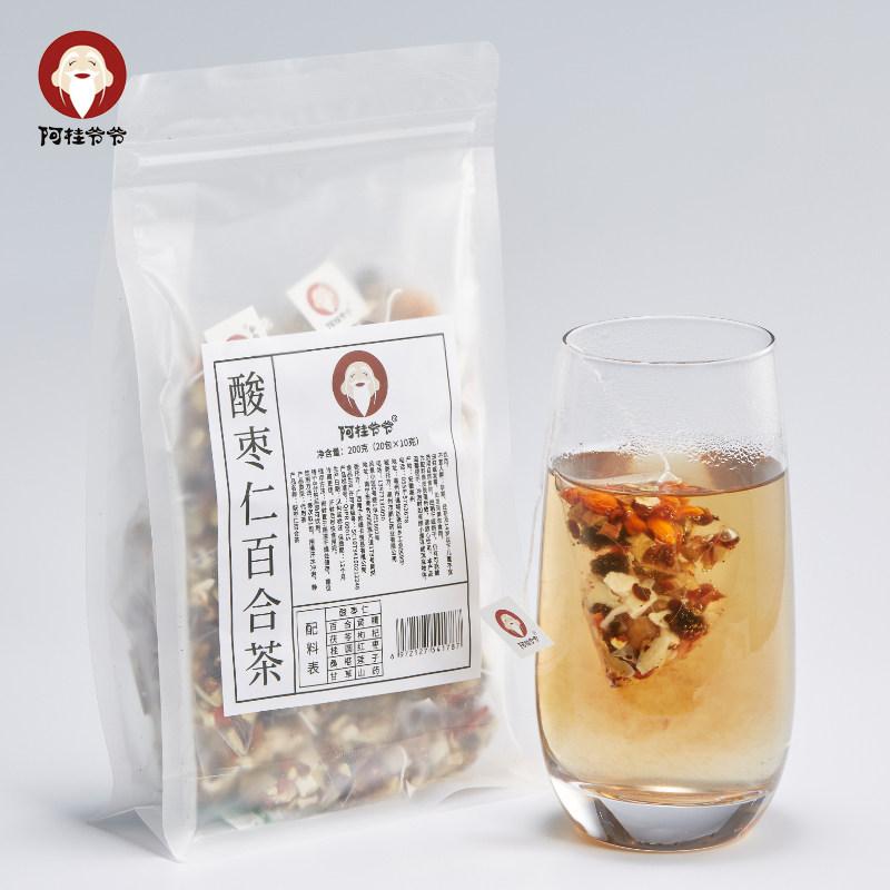 Grandpa Agui Suanzaoren Lily Tea Bag Poria Cocos Licorice Wolfberry Longan Combination Scented Tea Substitute Tea