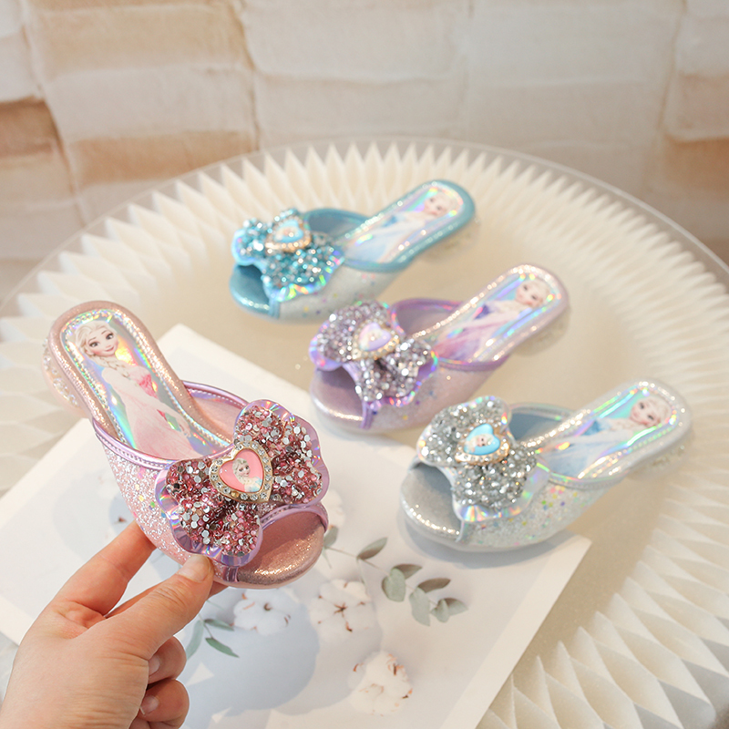 Girls' Sandals Summer New Style Elsa Princess Shoes Non-Slip Girls' Flip-Flops Bow Elsa Princess Slippers Girls' Sandals Summer New Style Elsa Princess Shoes Non-Slip Girls' Flip-Flops Bow Elsa Princess Slippers