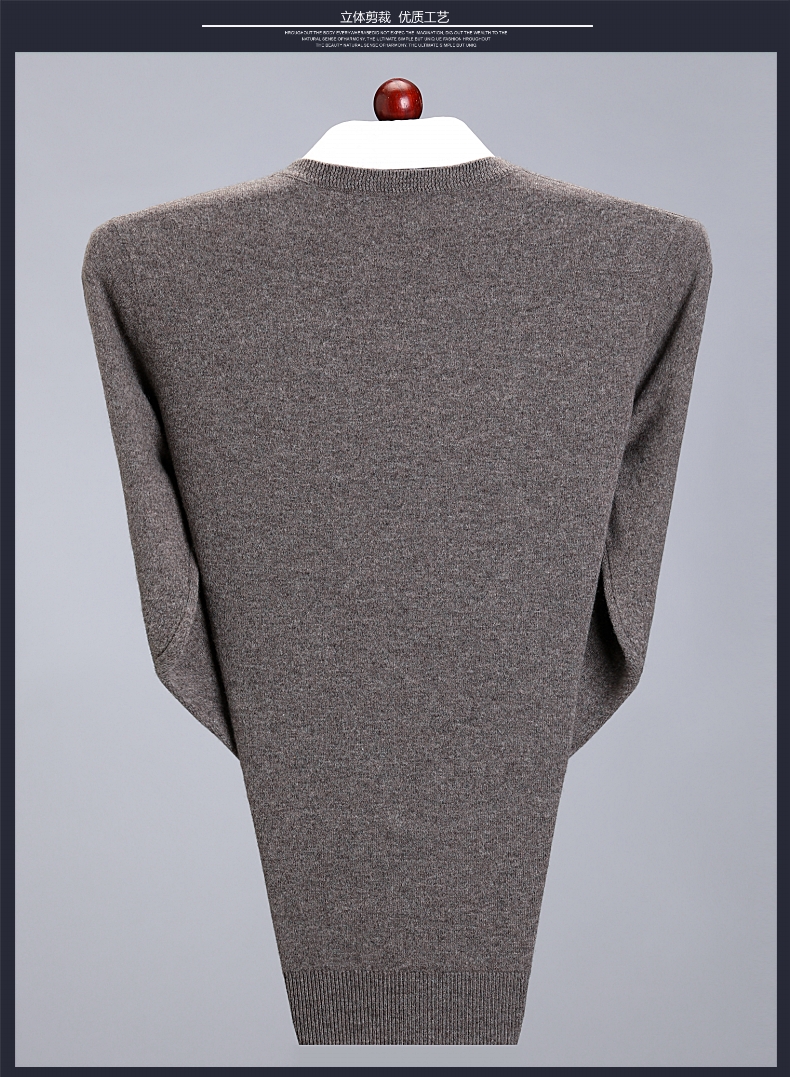 Ordos City 100% áo len cashmere nguyên chất áo len nam cổ chữ V trung niên cộng với size áo len dày bố áo len nam đẹp