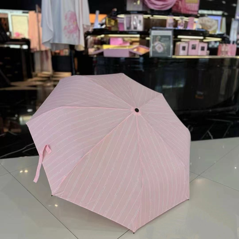 Victoria's Secret Pink Umbrella, Dual-Use for Sun and Rain, Foldable, Sun Protection, Portable Umbrella, Striped, High Density, Official Website