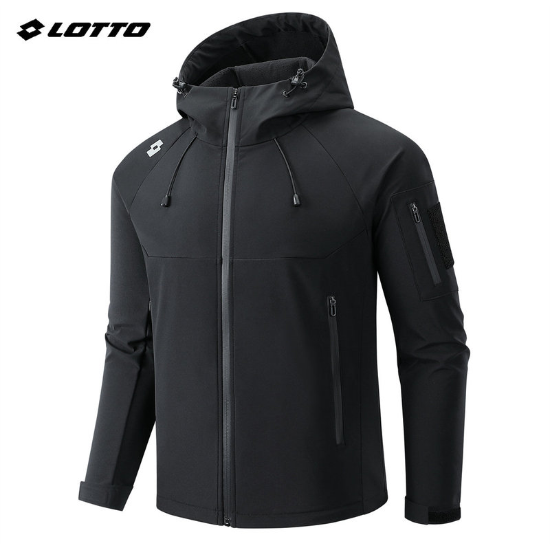 Lotto Men's Autumn and Winter Fleece-Lined Soft Shell Jacket Outdoor Mountaineering Windproof Waterproof Warm Jacket Coat Top