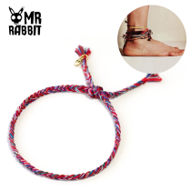 Handmade custom woven Korean version original handmade mixed color woven color wishing rope foot rope anklet happy