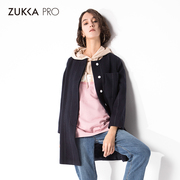 ZUKKA PRO Drucka mùa thu / mùa đông sọc thời trang của phụ nữ hiện mỏng một chiều len ya quanh cổ áo hàng đầu