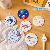  Simple ins style Korean cute cartoon small round mirror Portable mini handheld makeup mirror Girl personality small mirror