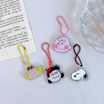 Japanese and Korean cute cartoon little person key chain color bead chain lanyard bag pendant key chain girl hanging jewelry