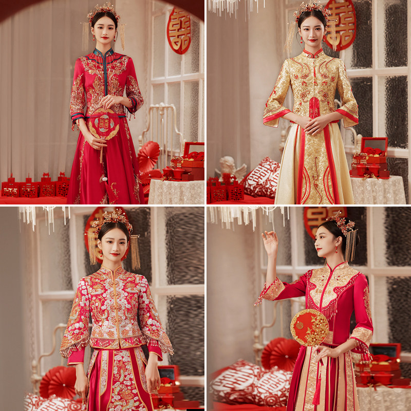 Xiuhe clothing rental 2022 new Chinese style bride large size fat mm dragon and phoenix jacket small summer toast clothing rental