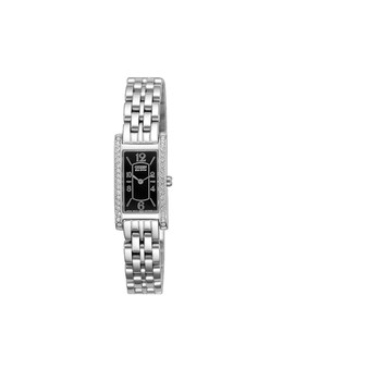 Citizen Fashion Crystal-Encrusted Black Rectangular Dial Women's Watch Eg2025-75E