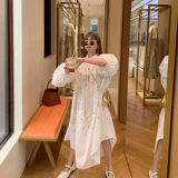 Весеннее белое шифоновое платье, юбка, большой размер, коллекция 2022, французский стиль