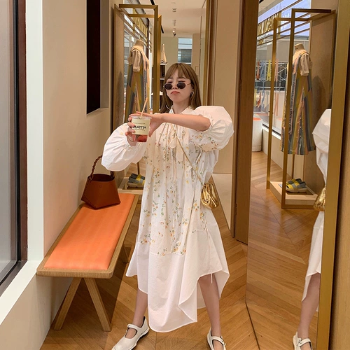 Весеннее белое шифоновое платье, юбка, большой размер, коллекция 2022, французский стиль