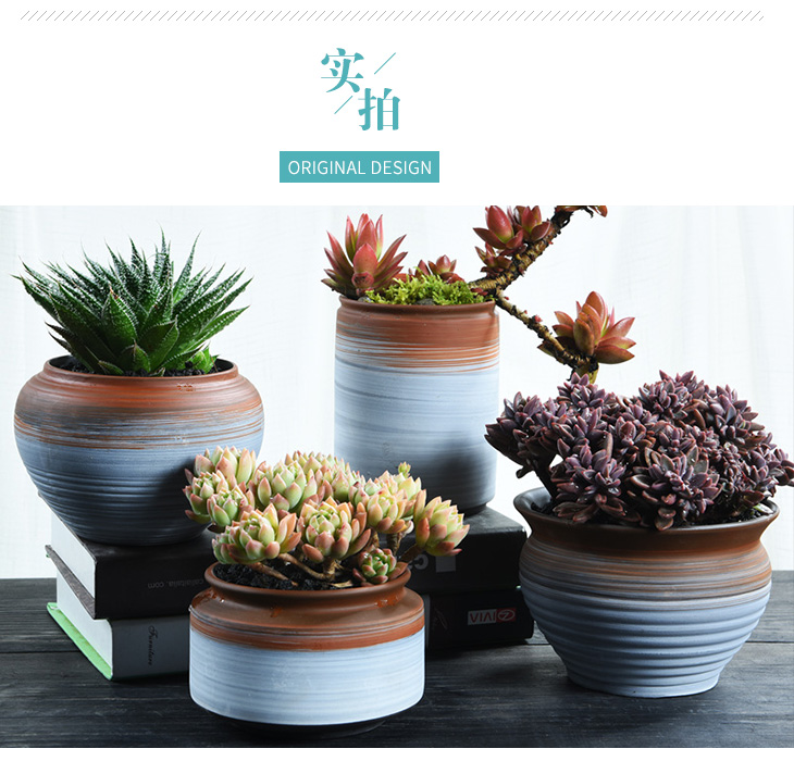 Coarse pottery breathable purple ceramic large fleshy old running of large diameter creative meat meat special offer a clearance flower pot the plants