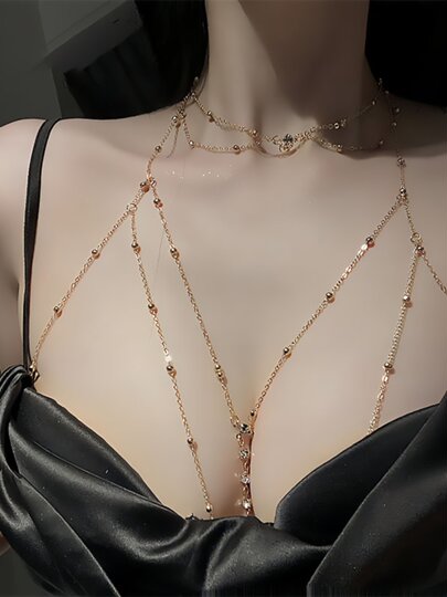 Серебряная цепочка S925 с покрытием, цепочка на тело, сексуальная и оригинальная цепочка на ключицы, романтичная и нежная, гипоаллергенная, не тускнеющая, подарок для любимого человека.