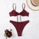 Underwire push-up bikini lace-up ແຂງສີແຍກຊຸດລອຍນ້ໍາເອີຣົບແລະອາເມລິກາເຕົ້ານົມຂະຫນາດນ້ອຍ swimwear ຮ້ອນພາກຮຽນ spring ຮ້ອນ bikini ສາວຮ້ອນ