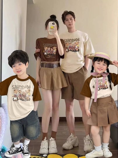 Eltern-Kind-T-Shirts für den Urlaub, dreiköpfige, vierköpfige Familie, Mutter und Tochter, Mutter-Kind-Kleidung, neue Sommerkleidung 2025, T-Shirts für Jungen und Mädchen im Trend