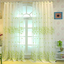 Pastoral linen green embroidered window screen screen curtain partition Bedroom small fresh living room Floor-to-ceiling balcony screen curtain Bay window