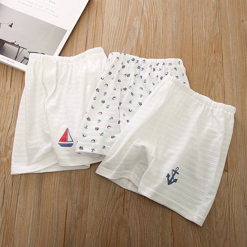 Three-Piece Set of Japanese-Style Children's Shorts for Boys, Loose Casual Baby Infant Pure Cotton Bamboo Cotton Sleep Pants, Thin Summer Style Three-Piece Set of Japanese-Style Children's Shorts for Boys, Loose Casual Baby Infant Pure Cotton Bamboo Cotton Sleep Pants, Thin Summer Style
