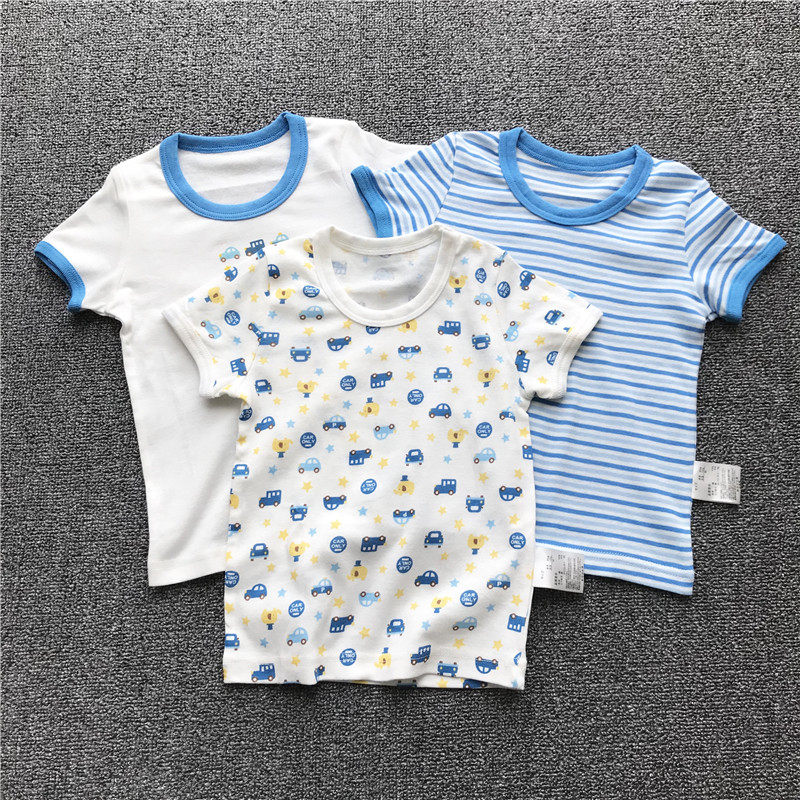 Three - piece Children's Pure Cotton Short - sleeved Boys Boys Boys Boys Boys Boys Boys Boys Boys' Boys' Short - sleeve T - shirt in Spring and Summer