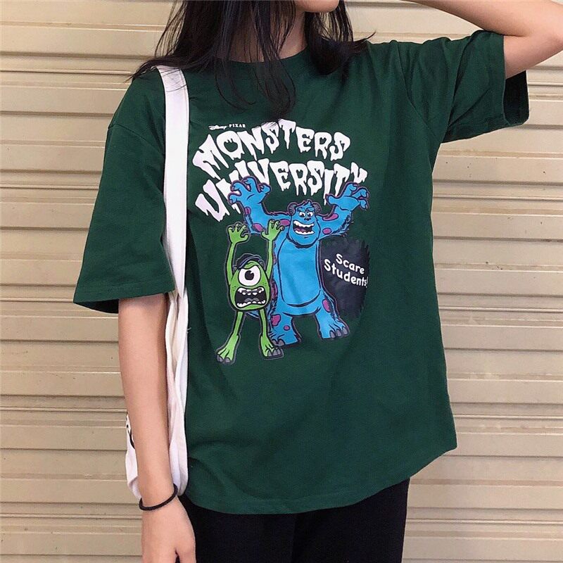 2022 summer new Korean trendy brand Monster University cute big-eyed monster pure cotton loose short-sleeved T-shirt tee top