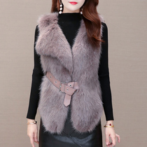 Leather and hair one horse clip autumn and winter New 2020 Womens Korean version of fur fur hair sleeveless vest jacket