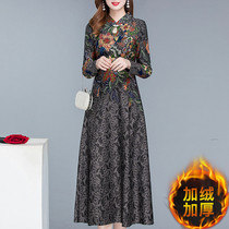 Cheongsam 2020 new improved dress autumn and winter womens temperament high-end retro noble lady foreign style plus velvet long skirt