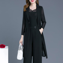 Temperament Goddess Fan Set 2020 Autumn new fashion business wear royal sister foreign-style vest wide leg pants three-piece set