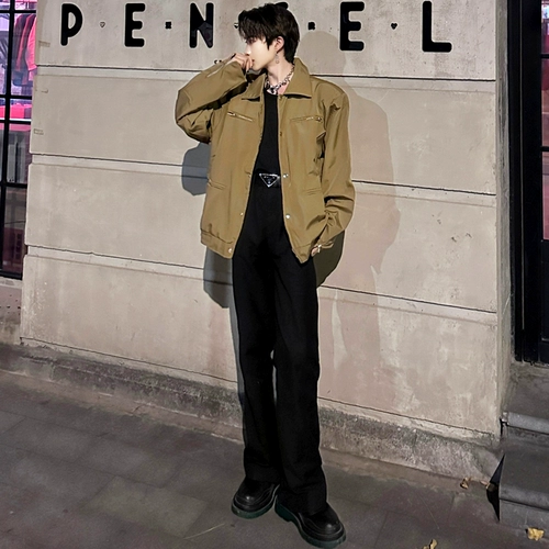 Черные короткие наплечники, мужская осенняя куртка, бейсбольная форма, изысканный стиль