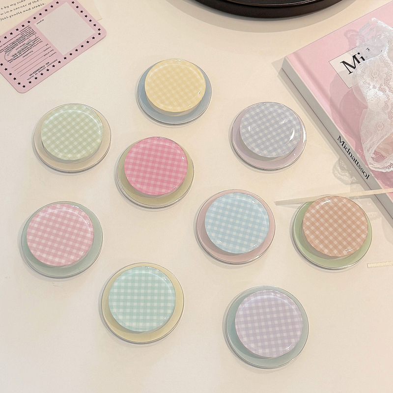 Minimalist Plaid Magsafe Magnetic Stand for Women, Color-Blocking, Retractable Airbag, Korean Style ins Stand, Niche Design