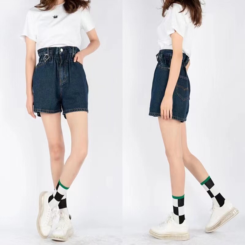 Buy In-Stock Ganni Yang Mi Style High-Waisted Flared Elastic Design Loose Slimming Denim Shorts for Women from the Usa