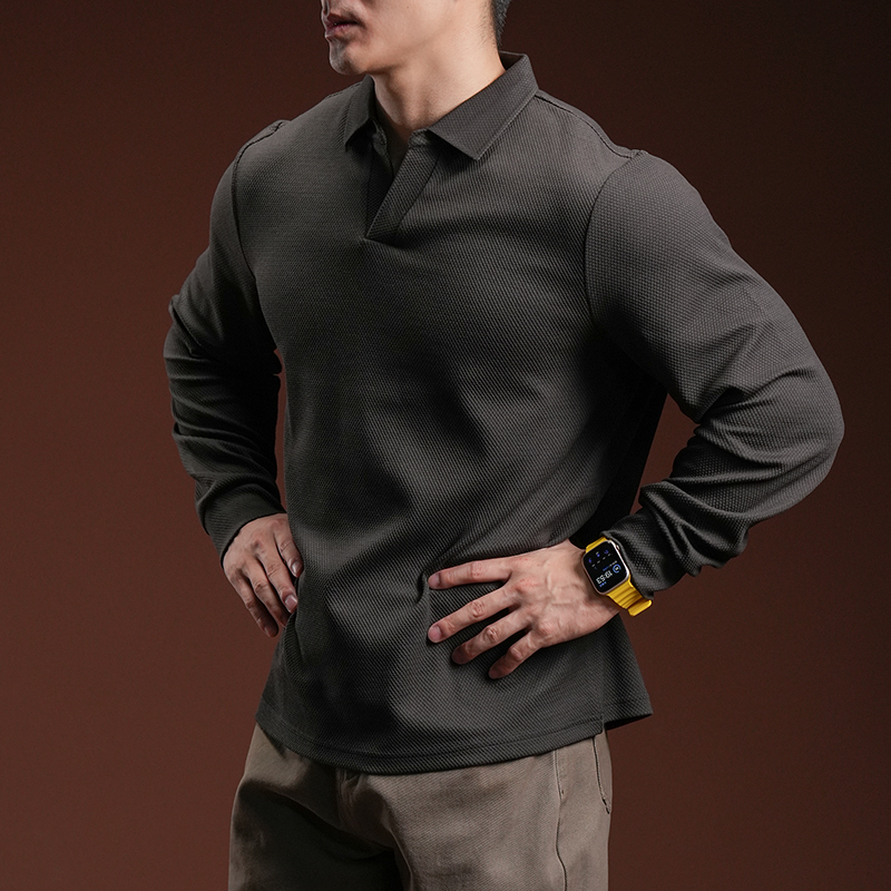 Barbro Men's Long-Sleeved Polo Shirt with Lapel, Retro Business Wear, Casual Top, Old Money Style, High-End Feel, Autumn Barbro Men's Long-Sleeved Polo Shirt with Lapel, Retro Business Wear, Casual Top, Old Money Style, High-End Feel, Autumn