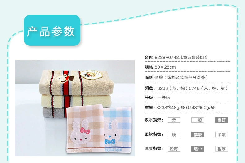 5 chiếc khăn bông Jie Liya cho trẻ em Bộ phim hoạt hình dễ thương cotton mềm thấm nước rửa mặt khăn nhỏ - Khăn tắm / áo choàng tắm