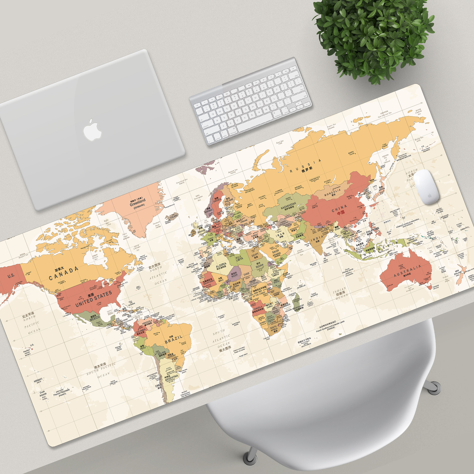 World Map Mouse Pad Oversized Computer Keyboard Men's Chinoiserie Retro Desk Mat Game Esports Office Creative