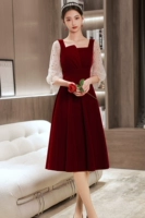 Вино Red-ST21707-Medium Long Velvet Velvet