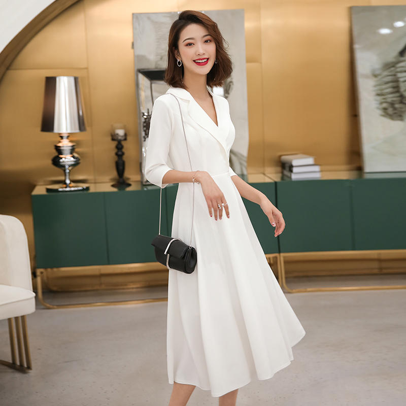 White Little Dress, Feminine Style, Suitable for Marriage Registration, Hostess, Socialite, Banquet, Can Be Worn Casually, Petite Size