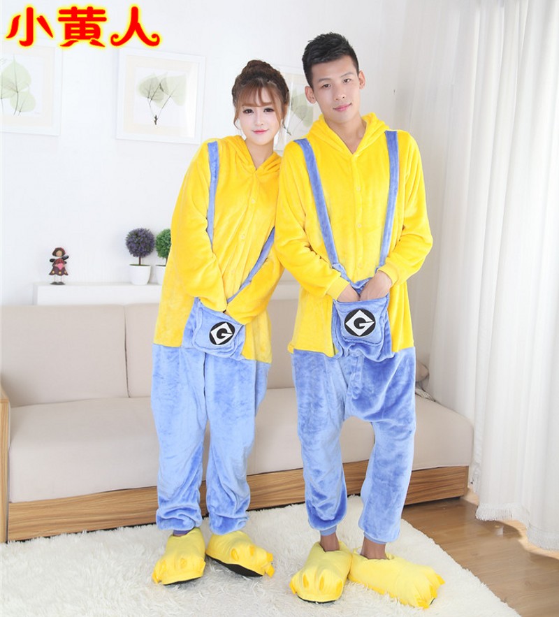 Mùa thu và mùa đông gấu trúc nhỏ gấu trúc vàng hoạt hình đồ ngủ một mảnh nam nữ động vật Phiên bản Nhật Bản và Hàn Quốc của quần áo biểu diễn anime cha mẹ-con kiểu đồ bộ đẹp