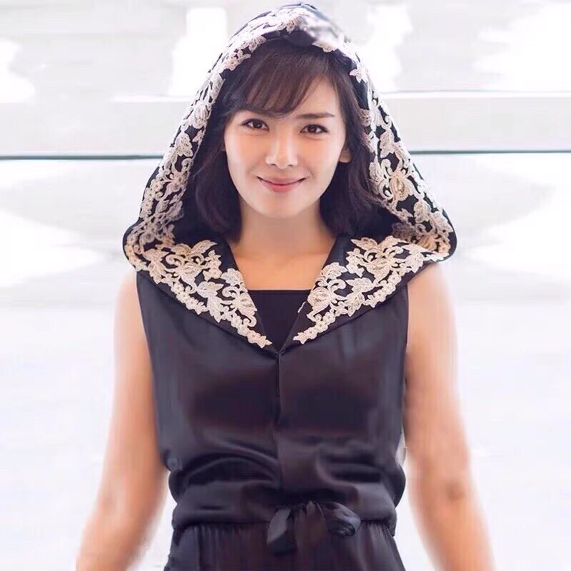 New Model of the Song of Joy, Liu Tao and Andy's Celebrity-Style Sleeveless Black Embroidered Loungewear Long Pants Pajamas for Women, Summer Sexy
