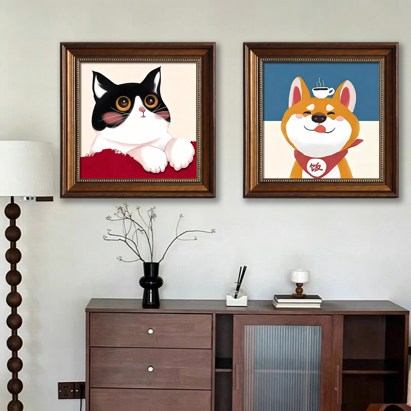 American-Style Cartoon Panda Monkey Children's Room Decorative Painting Restaurant Living Room Black and White Cow Cat Shiba Inu Puppy Hanging Painting American-Style Cartoon Panda Monkey Children's Room Decorative Painting Restaurant Living Room Black and White Cow Cat Shiba Inu Puppy Hanging Painting