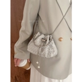 Небольшая сумка, сумка через плечо, летняя серебряная портативная сумка на одно плечо, изысканный стиль