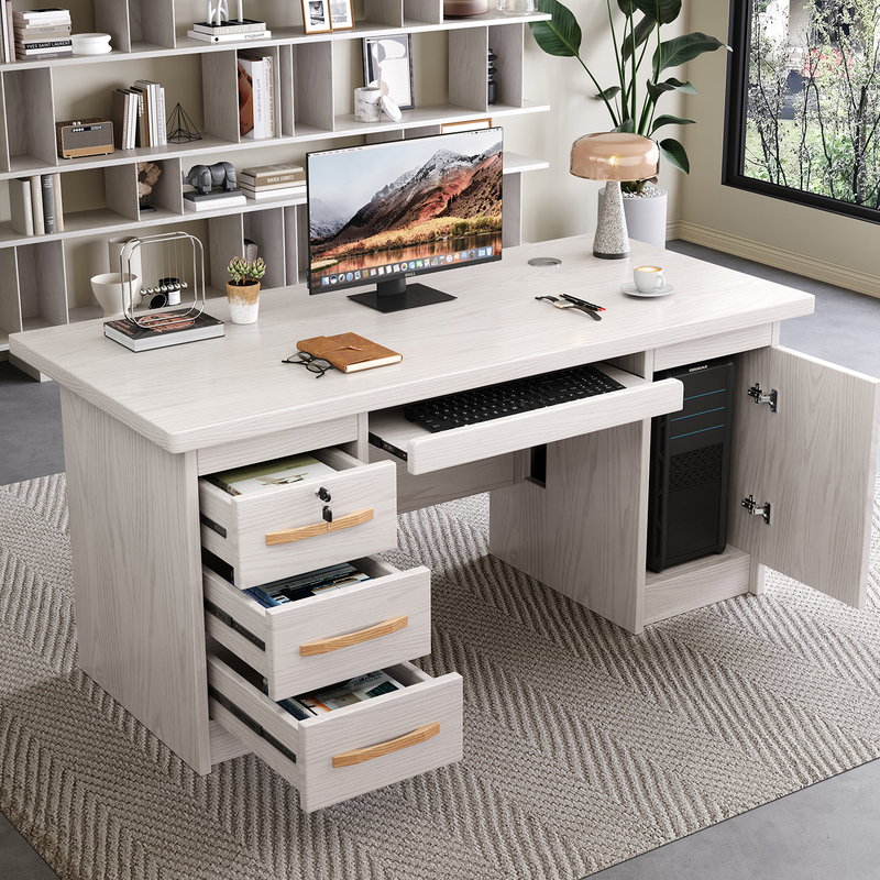 Eco-Board Desk with Lock, Solid Wood, Simple Modern Desk, Computer Desk, Home Paint-Free Board Writing Desk with Drawers Eco-Board Desk with Lock, Solid Wood, Simple Modern Desk, Computer Desk, Home Paint-Free Board Writing Desk with Drawers