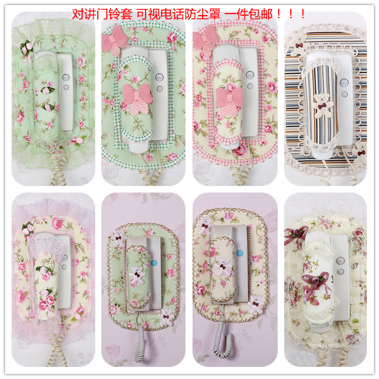 Doorbell cover lace fabric building intercom indoor machine cover videophone hang-up dust cover decorative sticker