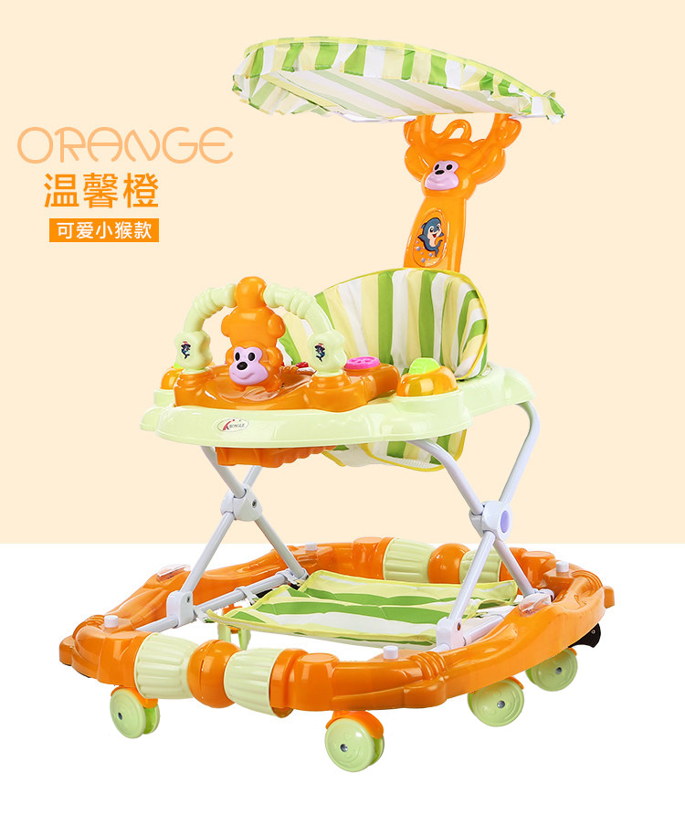 Baby Walker 6 7-18 tháng chống rollover đẩy có thể ngồi bé nhạc walker đa chức năng gấp