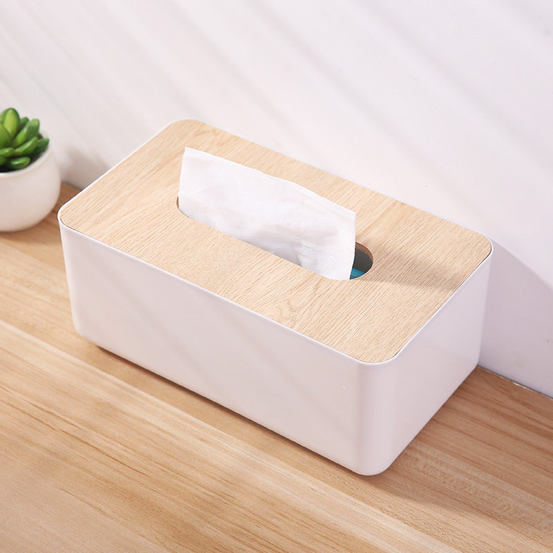Creative Tissue Box Wood Cover Paper Towel Box Extractable Tissue Extraction Type Paper Towel Containing box