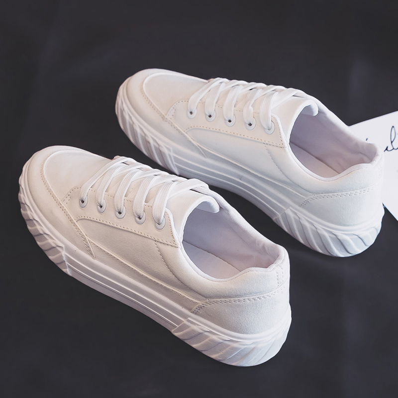 2022 spring new spring section Canvas Wave Shoes Women Little White Shoes Han Edition Students 100 Hitch White Shoes Board Shoes Thick Undercloth Shoes