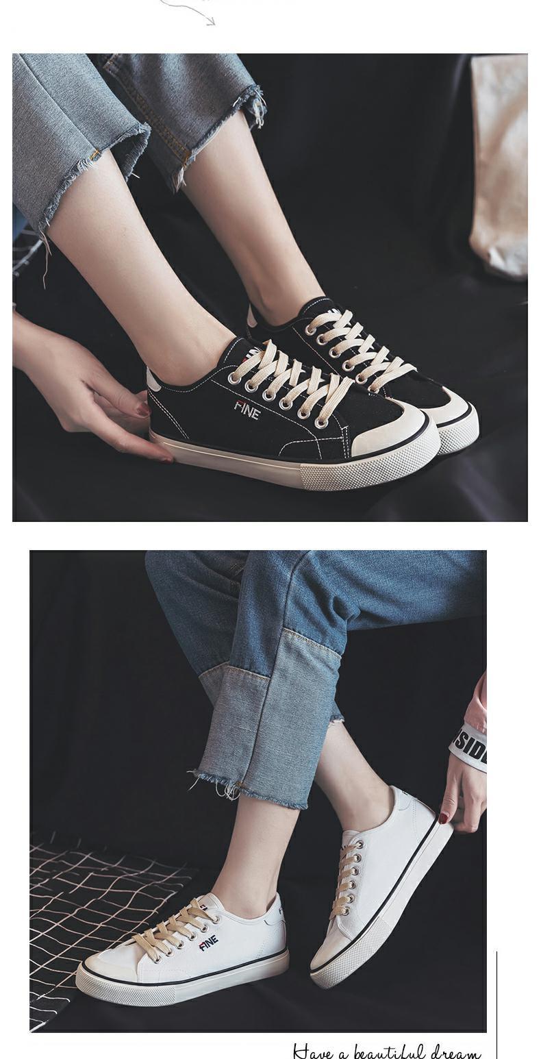 Mùa hè 2018 mới giày vải nữ giày trắng Harajuku ulzzang Phiên bản Hàn Quốc của giày sinh viên hoang dã shop giày thể thao
