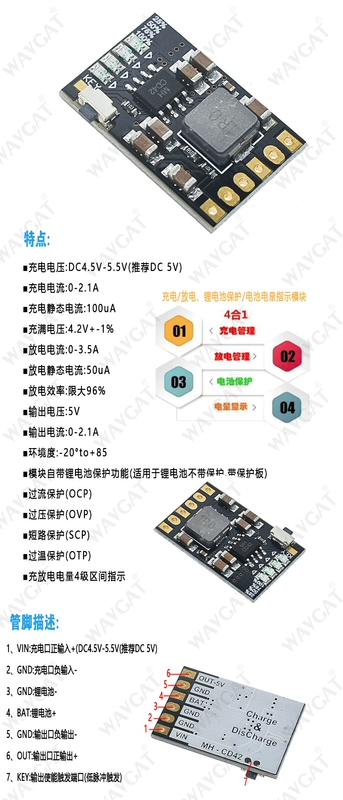 Bảng mô-đun nguồn quản lý sạc TP5100 TP5000 1A 2A tương thích với pin lithium cell đơn và đôi 4.2v8.4v