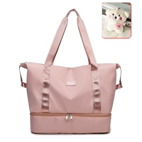 Порошок персикового цвета (светло-розовый) [сухое и влажное разделение + отдельное отделение для обуви] + мишка-нагрудник